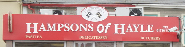 Hampsons sign above the shop