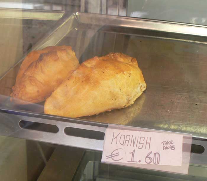 Kornish pasties on sale in Malta